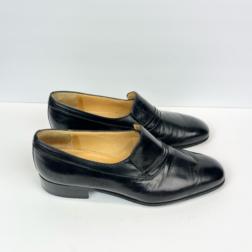 Vintage Bally France Classic Loafers Black Leather Slip-Ons Shoes Size 6.5E